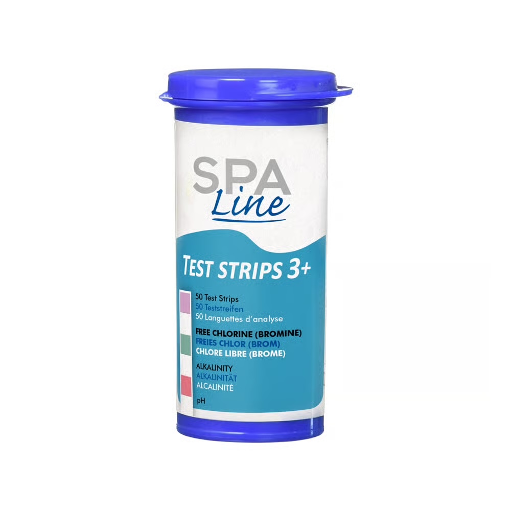 SpaLine Test Strips 3+ Teststreifen 50 Wasserteststreifen für pH, Chlor, Brom, Alkalinität