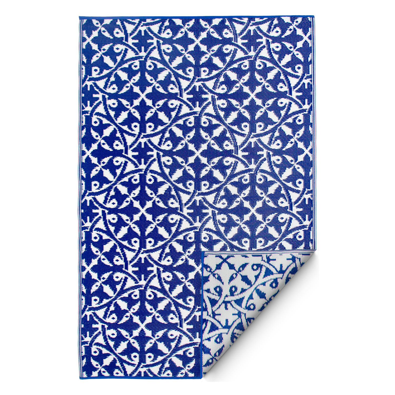 Fab Hab Outdoorteppich San Juan Dark Blue aus recyceltem Plastik blau wetterfest verschiedene Größen
