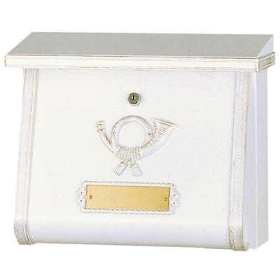 Heibi Briefkasten MULTI mit Zeitungsfach Antik-Stil Stahl weiß-gold patiniert DIN C4 quer