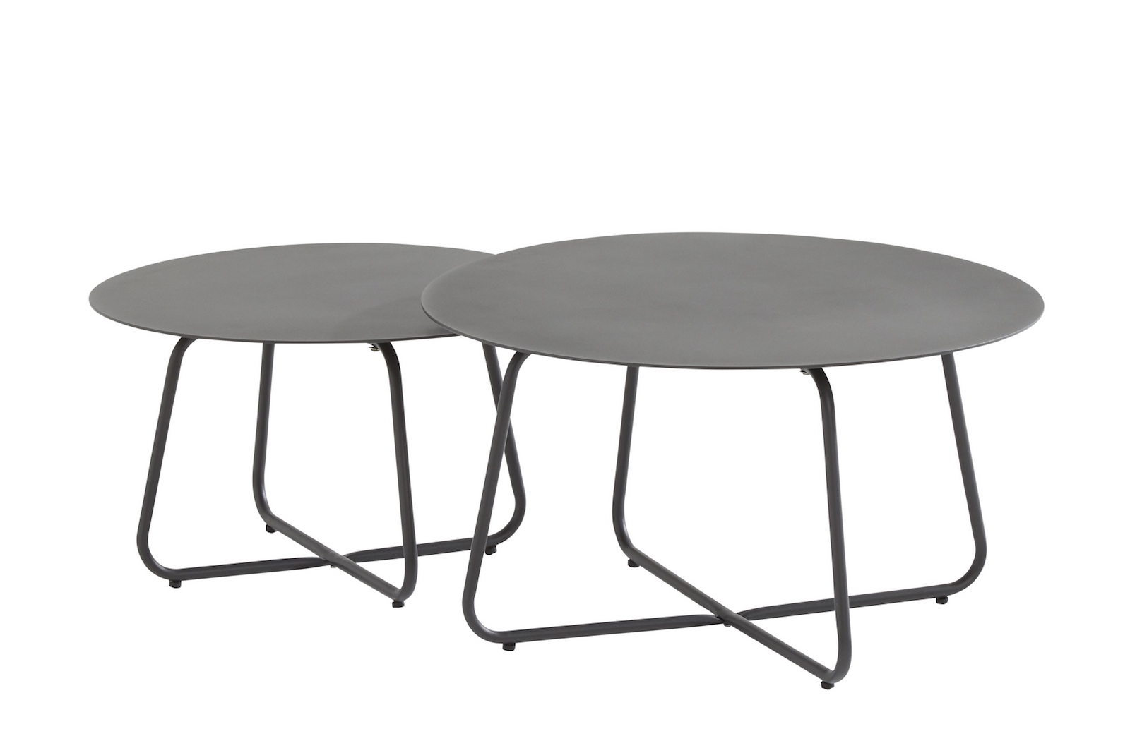 4Seasons Outdoor Dali Kaffeetisch 2er Set Beistelltisch Rund Edelstahl Anthrazit