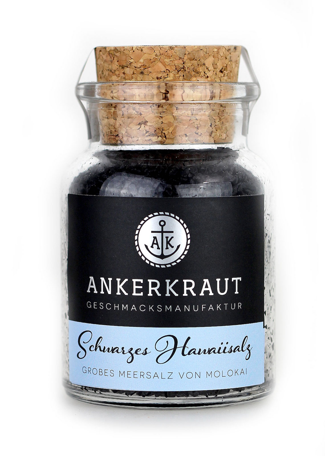 Ankerkraut Schwarzes Hawaiisalz Salz Gewürzsalz im Korkenglas 165 g Meersalz