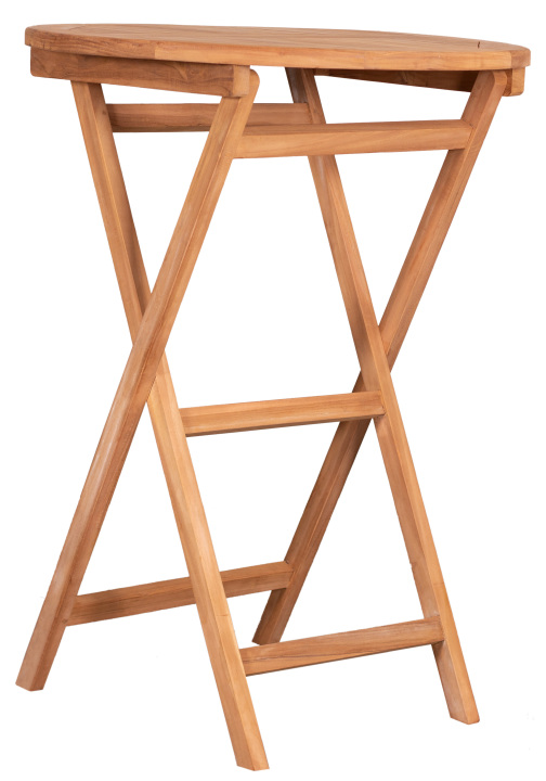 deVries Stehtisch "WOODIE" aus Teakholz (Basic) rund klappbar Größe Ø 80 x 110 cm