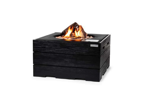 Happy Cocooning Mania Feuertisch 19,5 kW quadratisch groß 76x76x46 cm Teak Black/schwarz