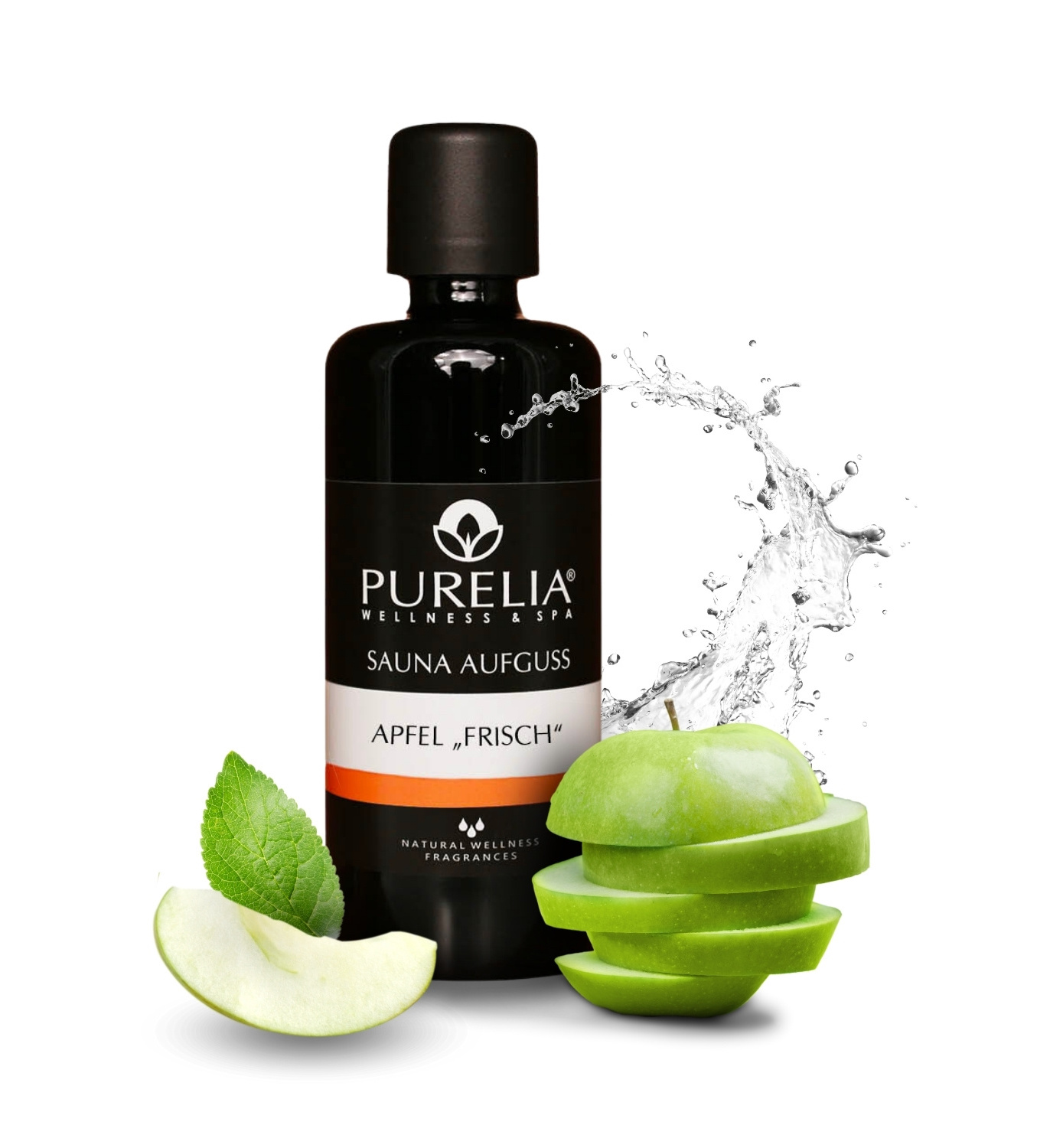PURELIA Saunaaufguss Konzentrat Apfel frisch 100 ml natürlicher Sauna-aufguss - reine ätherische Öle