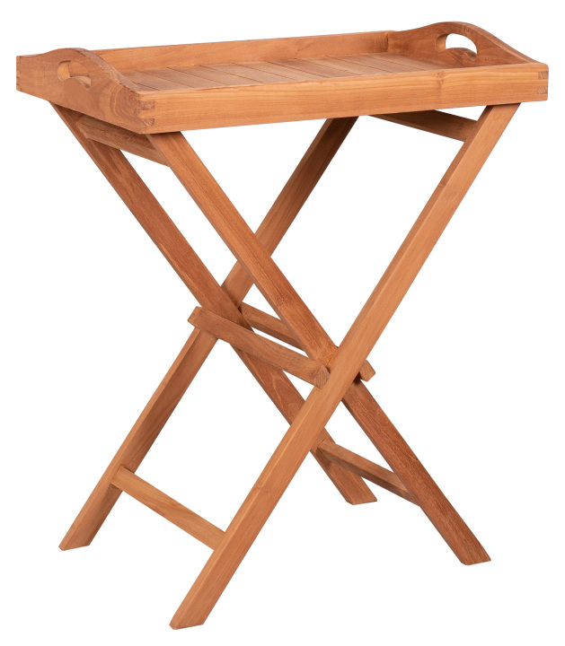 deVries Tablett mit Gestell "WOODIE" aus Teakholz klappbar Tablett abnehmbar Größe 40 x 60 x 75 cm