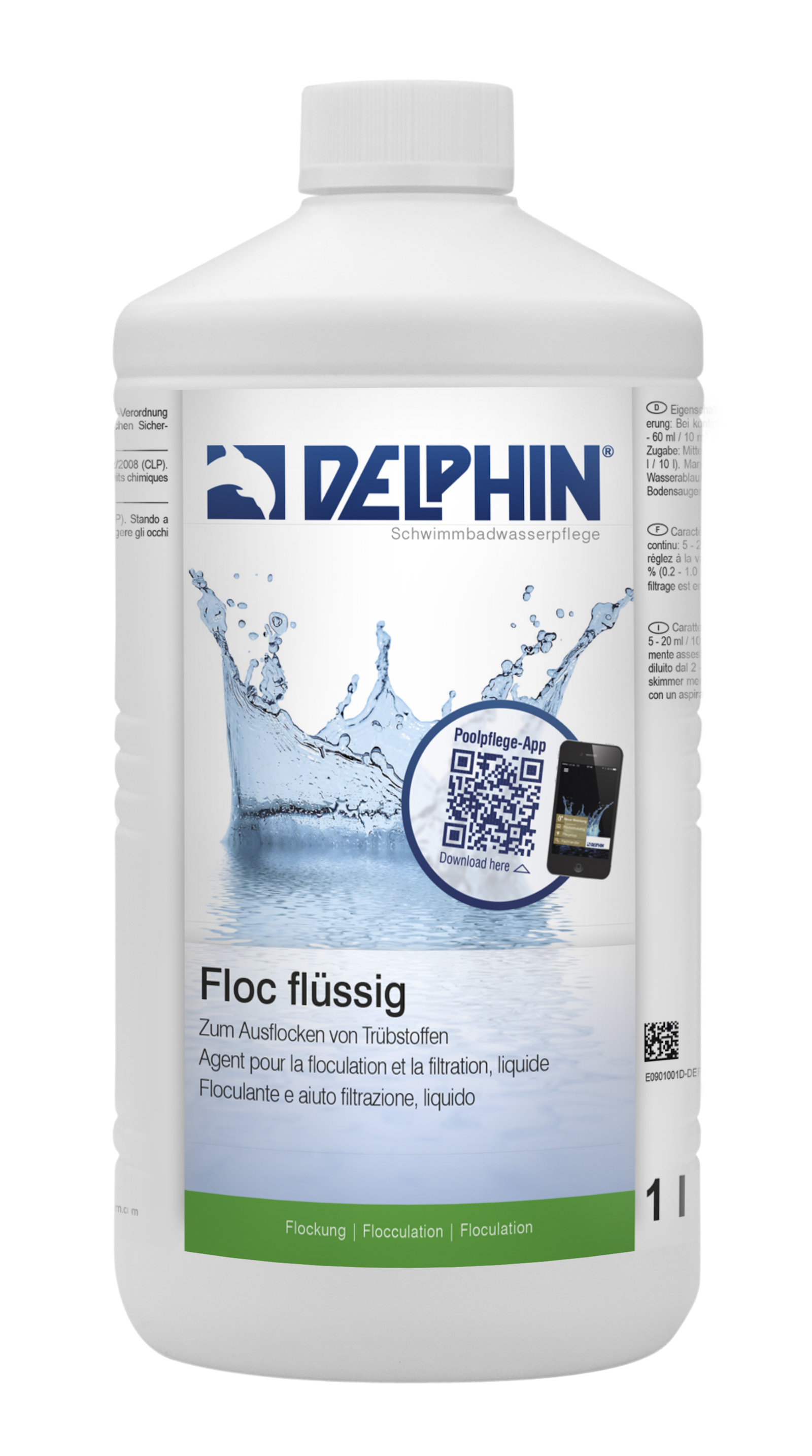Delphin Floc flüssig 1 L Flockungsmittel 1 Liter Schwimmbad Poolpflege 0901001D