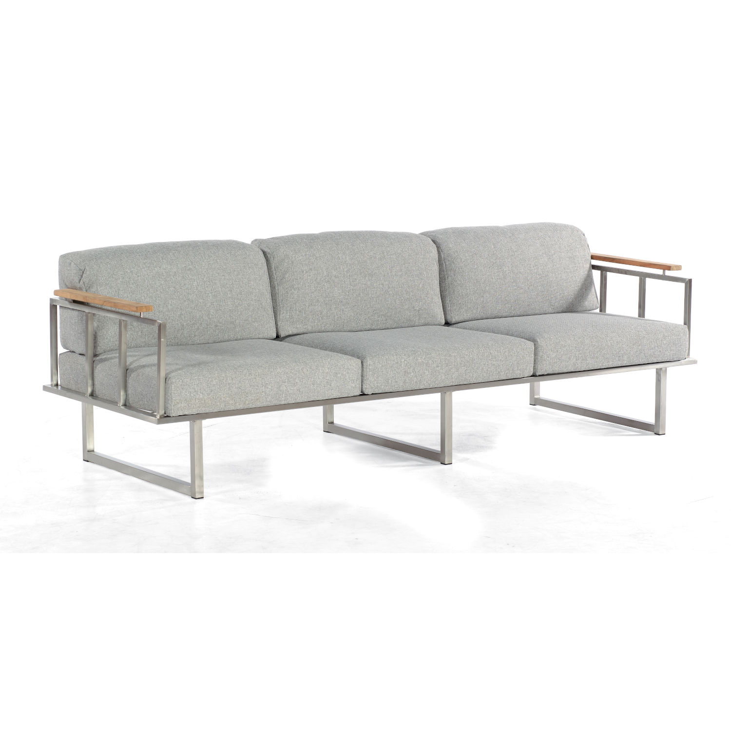 Sonnenpartner 3-Sitzer Lounge-Sofa Lotus Edelstahl mit Teakholz Loungesofa