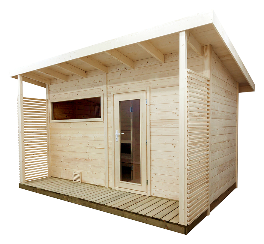 Sentiotec Gartensauna Scala Large Saunahaus aus Fichte Massivsauna ca. 459x313x272 cm