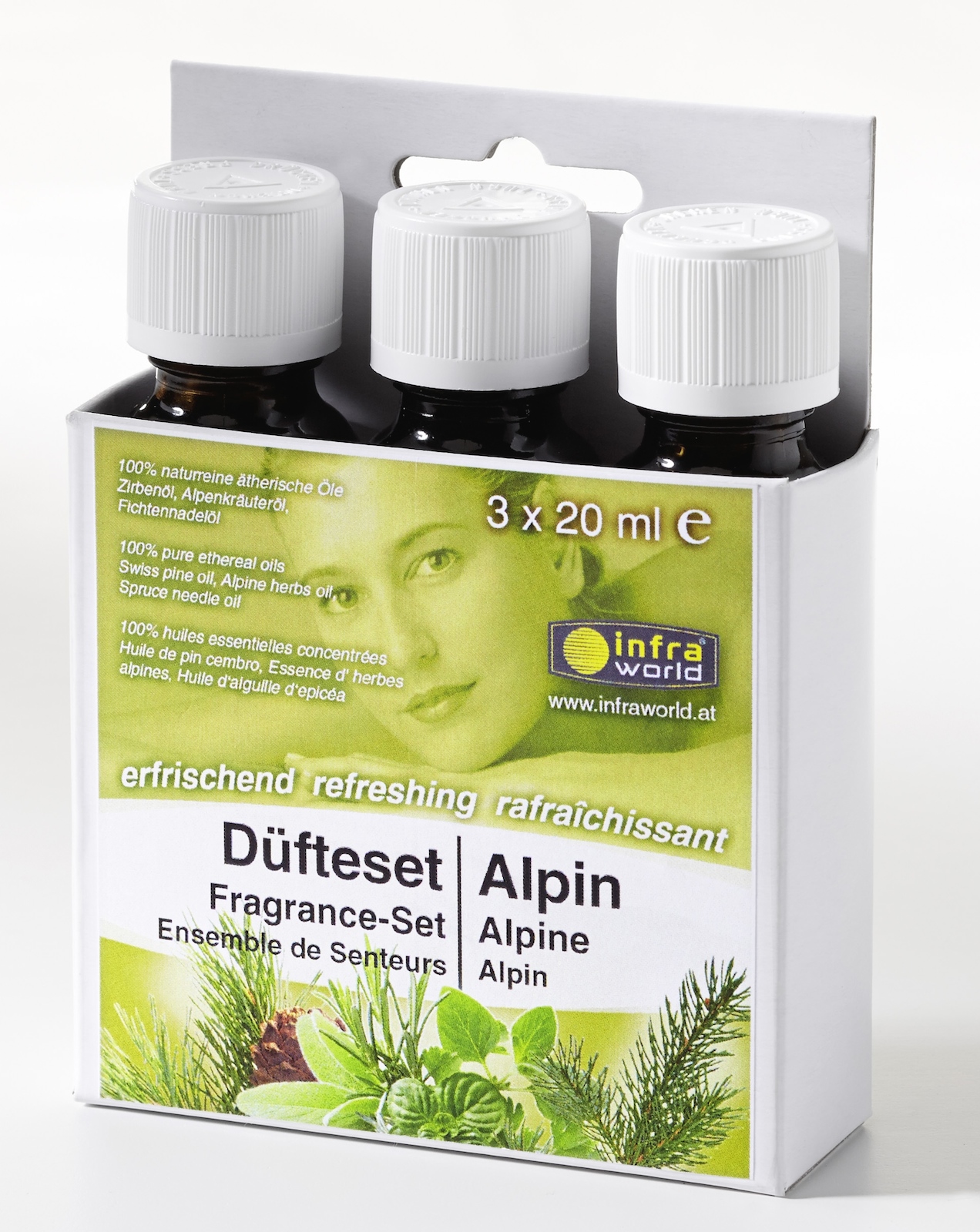 Infraworld Sauna Düfteset Alpin 3x20 ml Fichtennadel Zirbe Alpenkräuter W4456