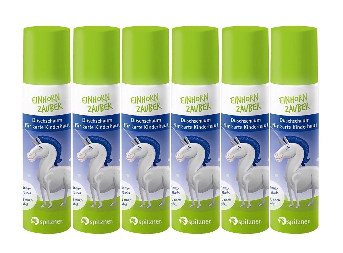 Spitzner Duschschaum Kinder Einhornzauber 6x 75 ml verzaubernd grüne Schaumdusche mit Apfelduft