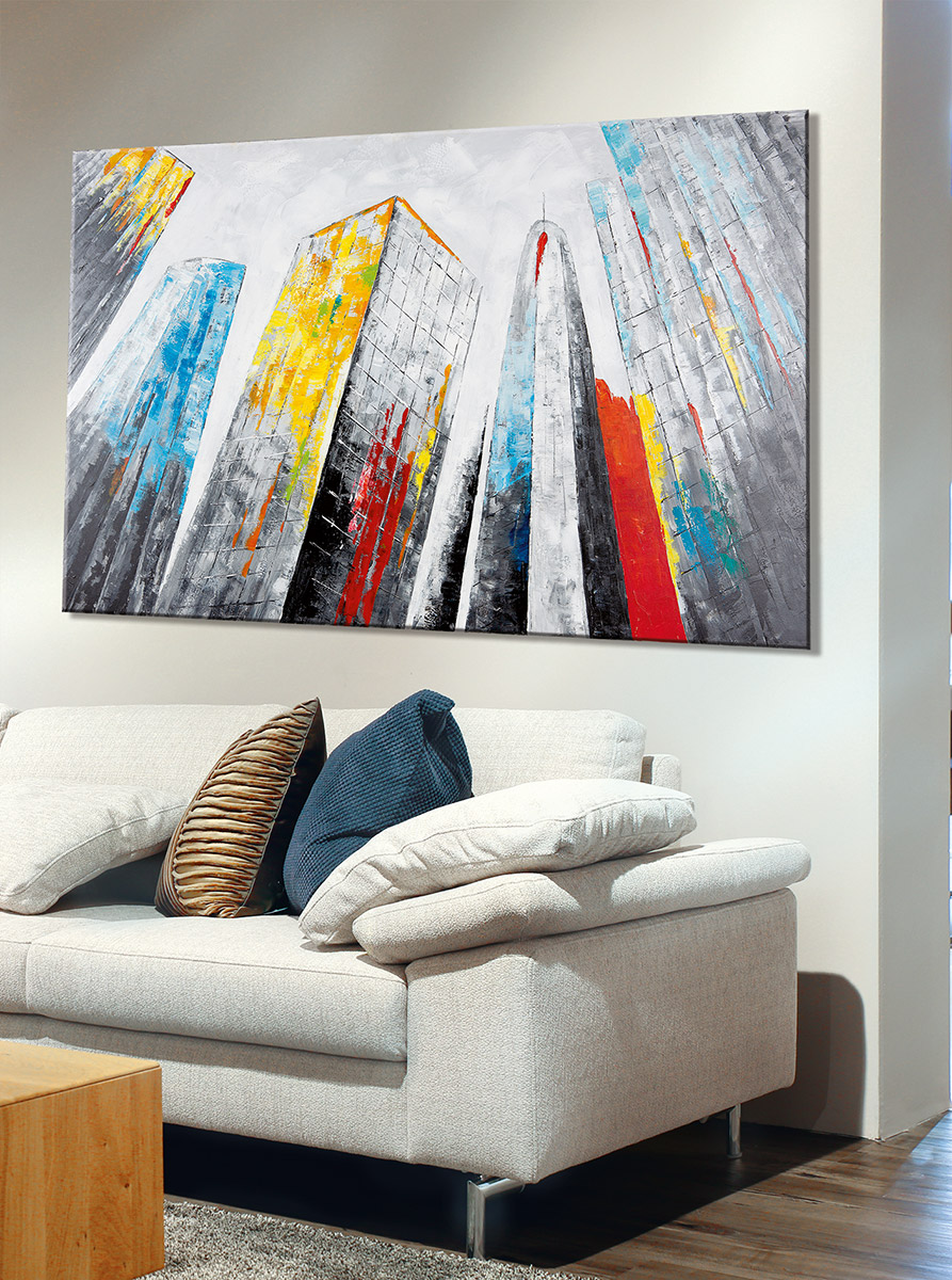GILDE Bild, rechteckig, "Big Apple", Skylinemotiv, Holz, Leinwand, mehrfarbig, VE 1, L. 4 cm, B. 152 cm, H. 101,5 cm