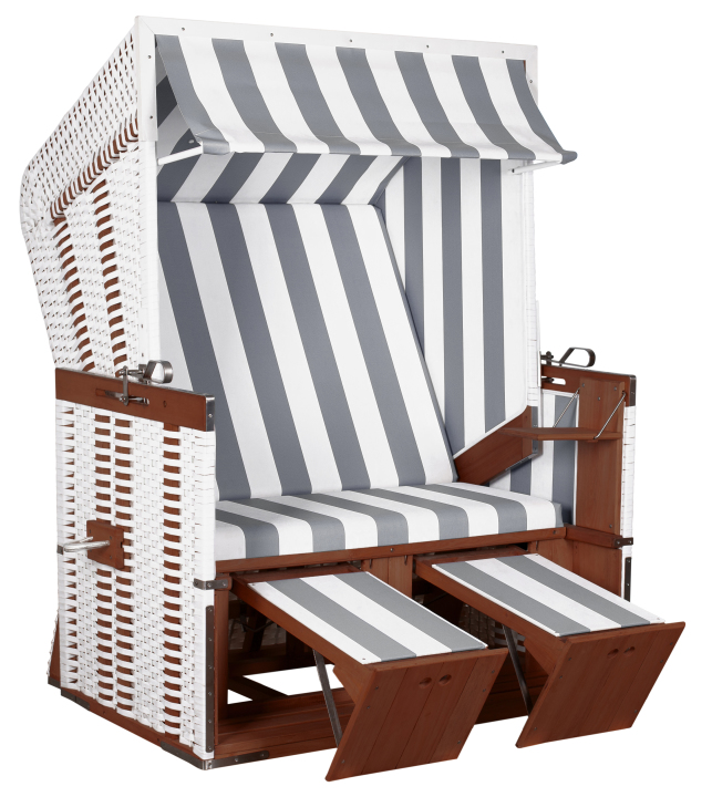 deVries Strandkorb "Profi Nordsee "SYLT" PVC white Des. 989, Größe 124 x 87 x 159 cm