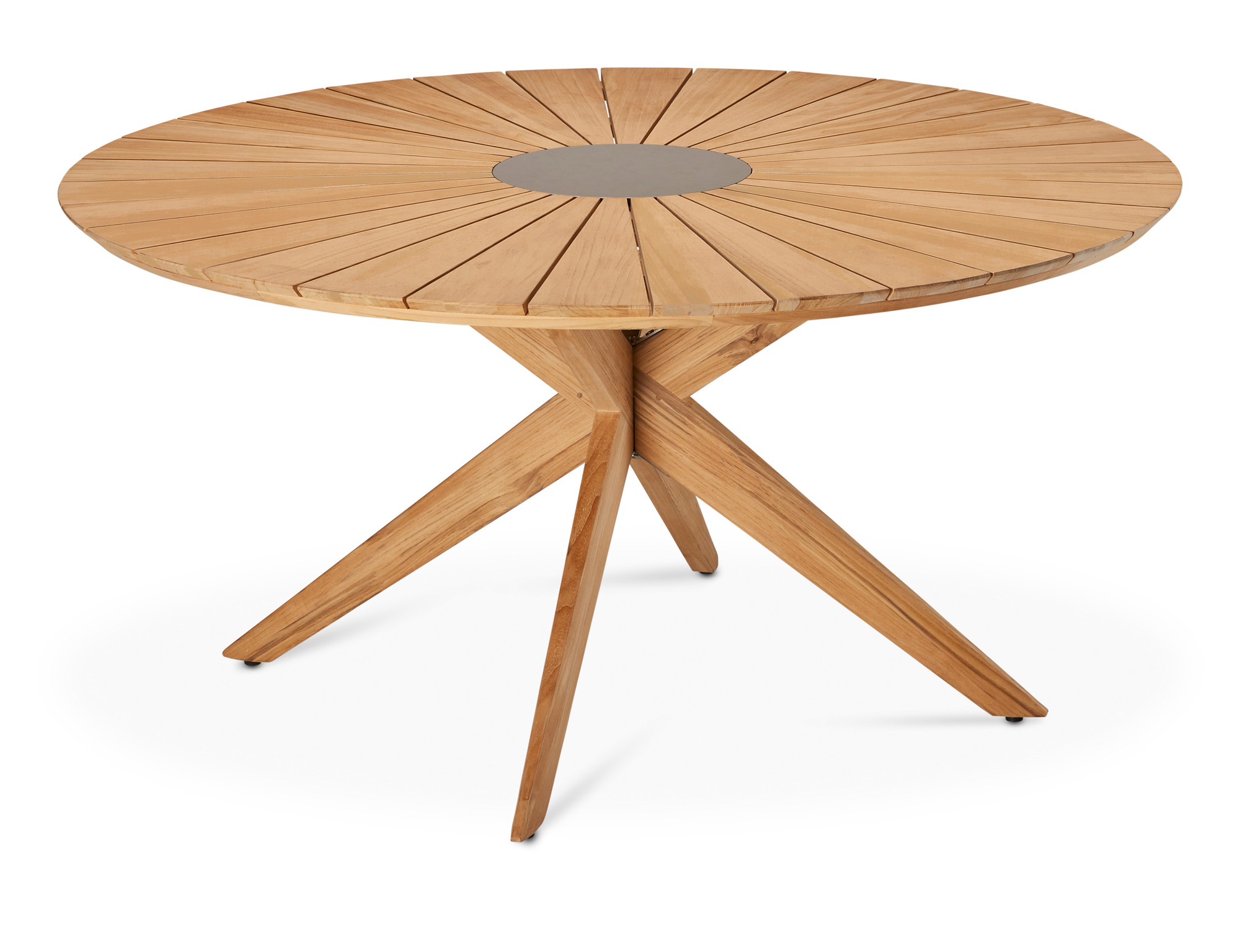 Best Freizeitmöbel Dining-Tisch Agadir rund Gartentisch Outdoor in Teak/Betongrau ca. Ø 150x74 cm