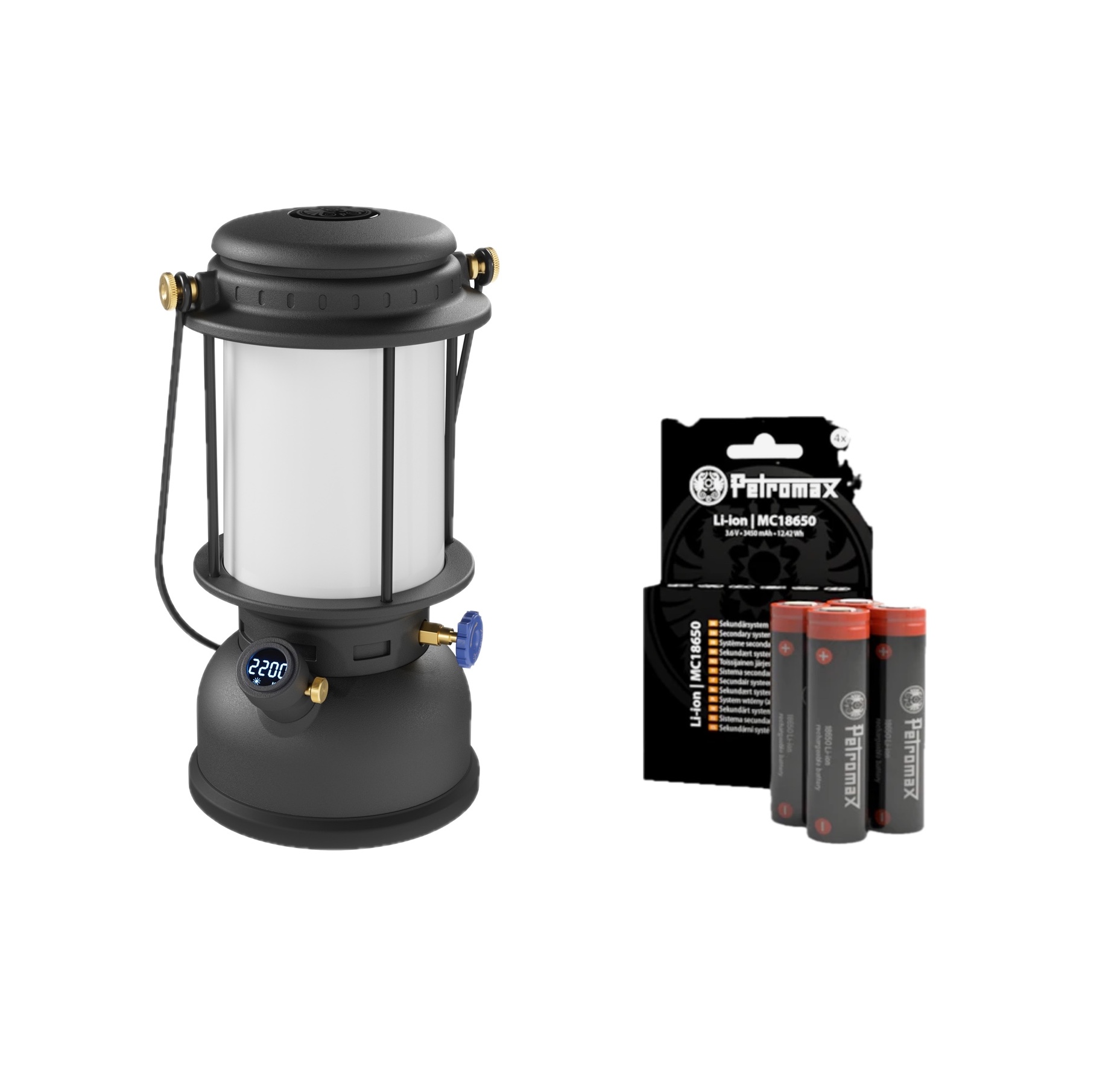Petromax LM500 LED Laterne Schwarz Set inklusive Akku PX-LM500-Black + PX-18650-BAT