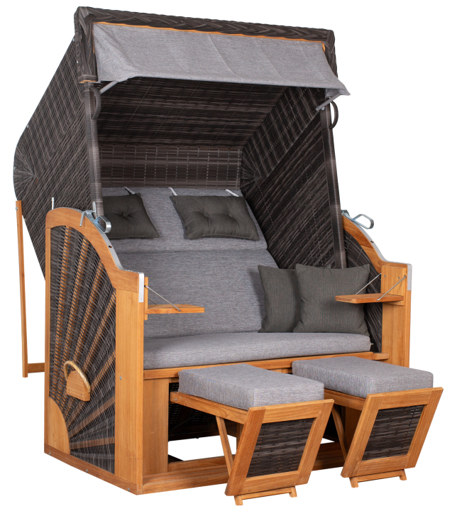 deVries Strandkorb "deVries PURE® CLASSIC XL SUN" PE stone grey Des.466, Größe 130 x 80 x 160 cm