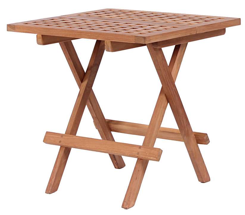 deVries Beistelltisch "WOODIE" aus Teakholz klappbar Lochmuster in der Tischplatte eckig Größe 50 x 50 x 50 cm