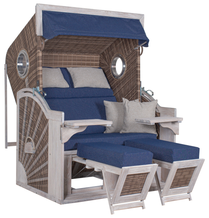 deVries Strandkorb "deVries PURE® SEASIDE XL" PE white kubu Des. 504, Größe 135 x 92 x 165 cm