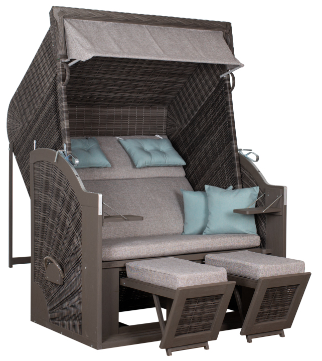 deVries Strandkorb "deVries PURE® CLASSIC XL SUN" PE stone grey Des.488, Größe 130 x 80 x 160 cm