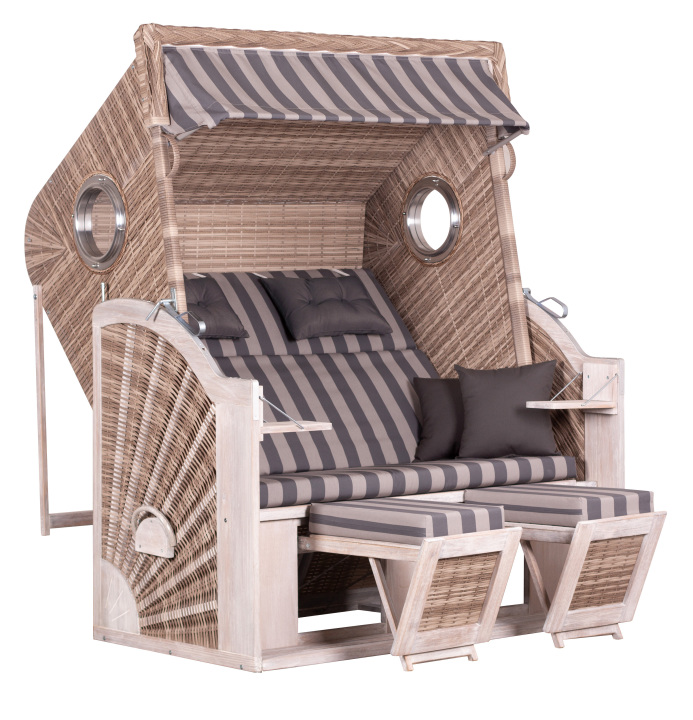 deVries Strandkorb "deVries PURE® CLIFF XXL SUN" PE w.kubu Des. 481, Größe 145 x 80 x 160 cm