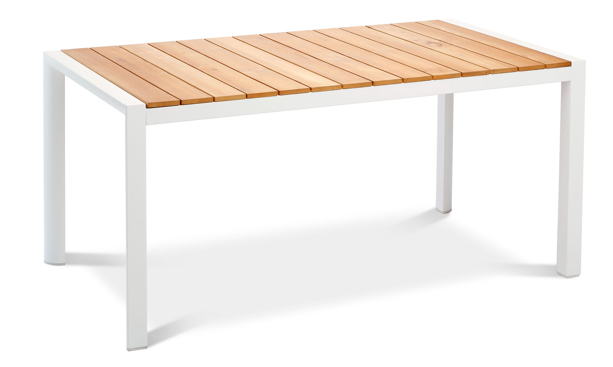 Best Freizeitmöbel Aluminium Tisch Paros 160 x 90 cm weiss/Teakholz Loungetisch