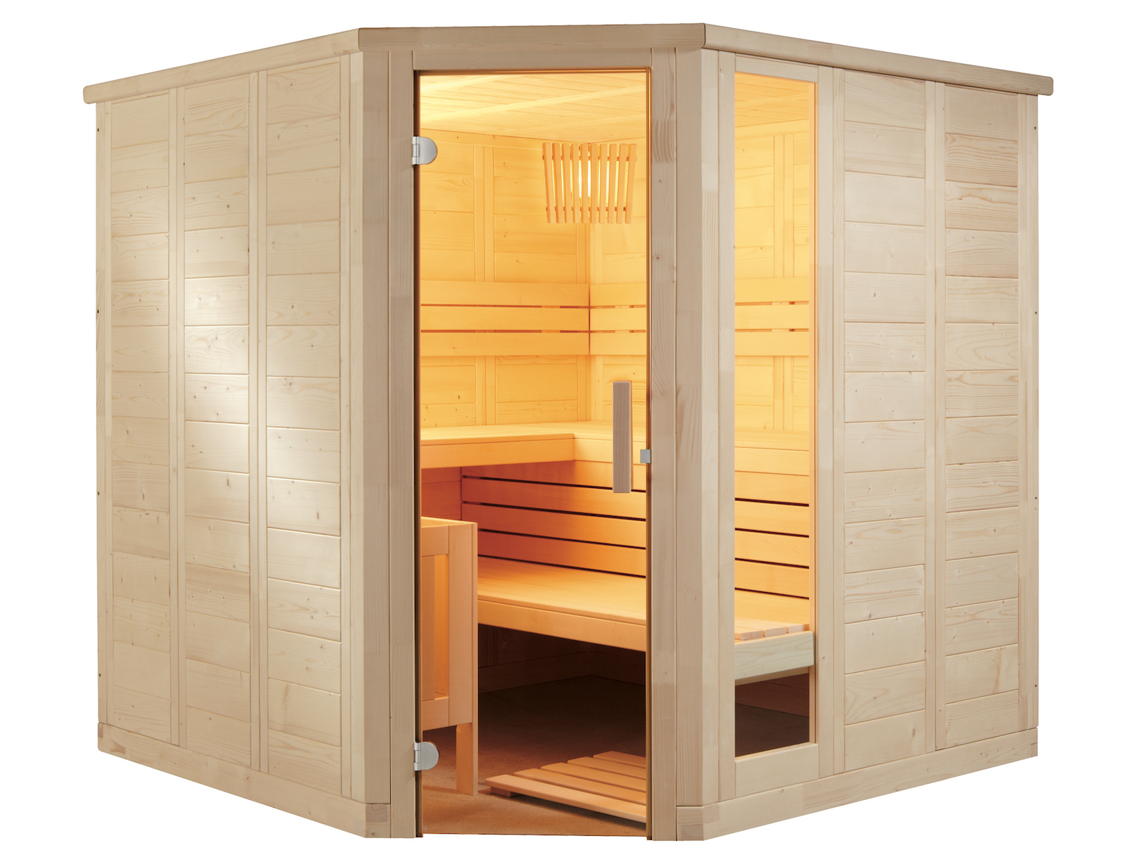 Harvia Komfort Corner Massivsauna aus Fichte Saunakabine ca. 206x206x204 cm