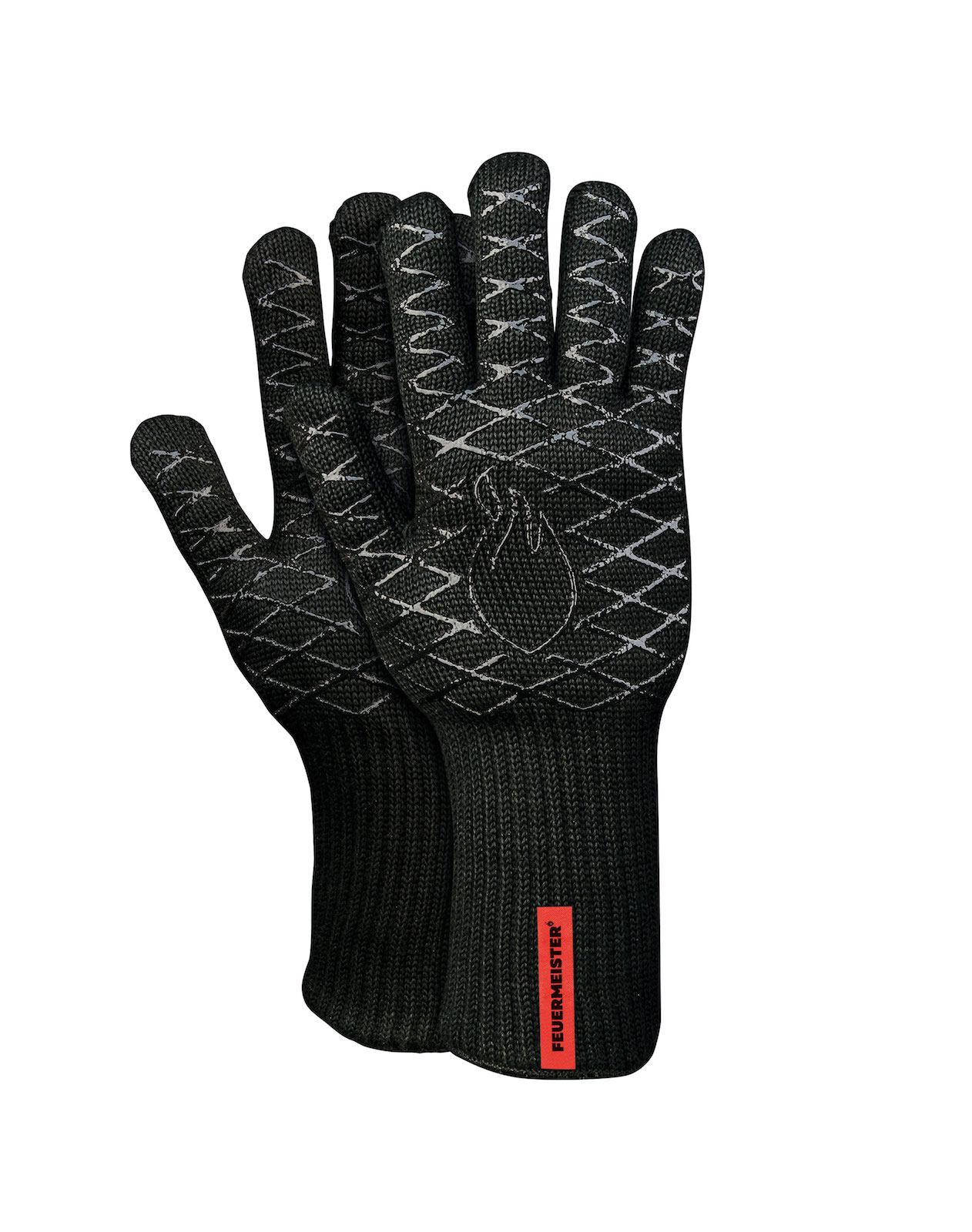 Feuermeister BBQ Paar Aramid Grillhandschuhe 5 Finger Grillfingerhandschuh Gr 12