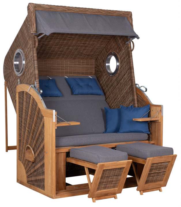 deVries Strandkorb "deVries PURE® CLIFF XL SUN" PE st. griseum Des. 486, Größe 130 x 80 x 160 cm
