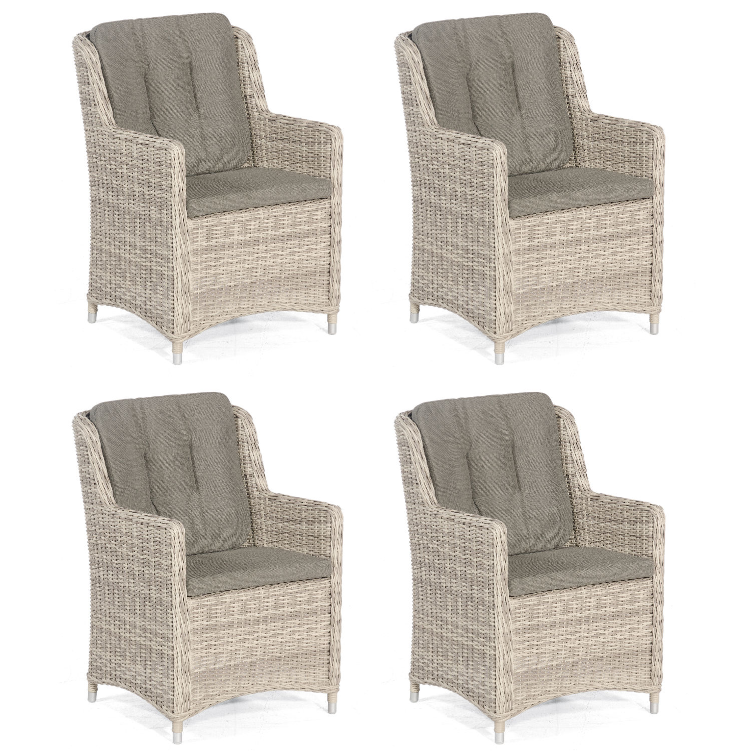Sonnenpartner 4er-Set Garten-Sessel Avatar Aluminium mit Polyrattan white-coral Gartenstuhl Hochlehner