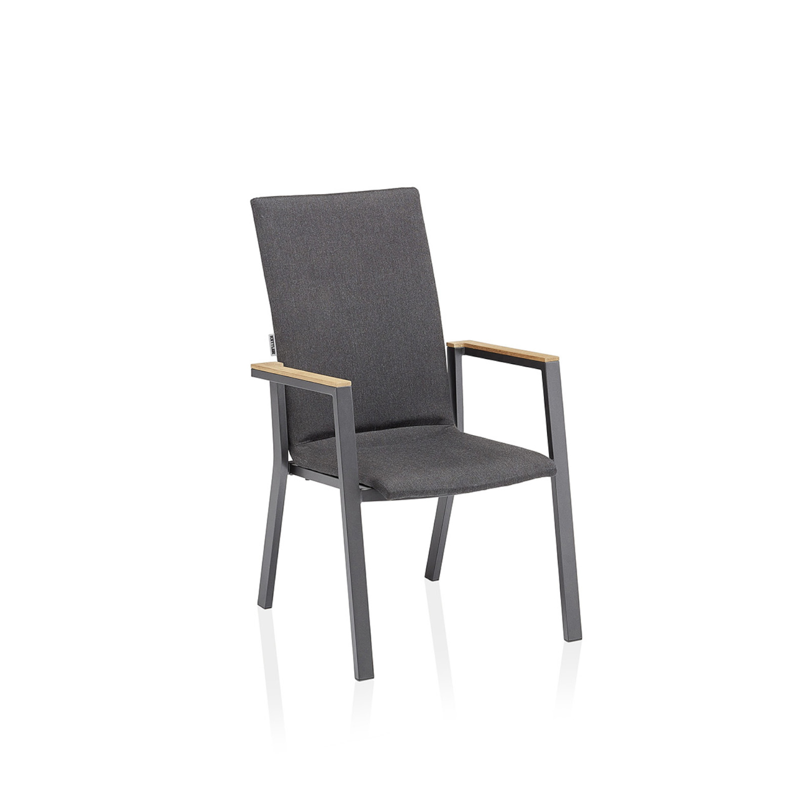 Kettler Stapelsessel Rasmus Alu mit hoher Rückenlehne anthrazit/Sunbrella® sooty mit Teak Stapelstuhl 62x60x100 cm