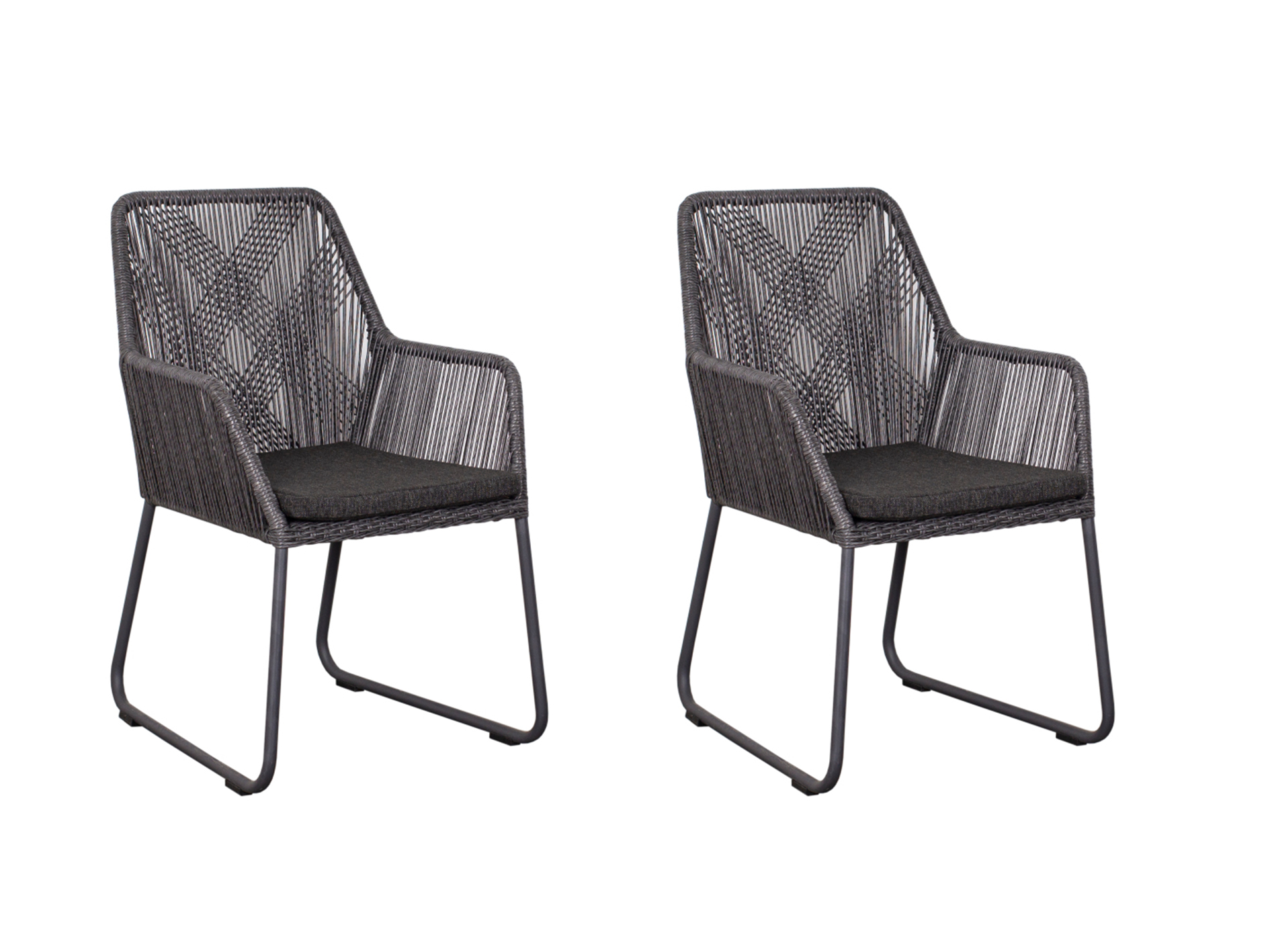 deVries 2x Diningsessel "ADORA" 2 Stück, Größe 64 x 64 x 83 cm, anthrazit