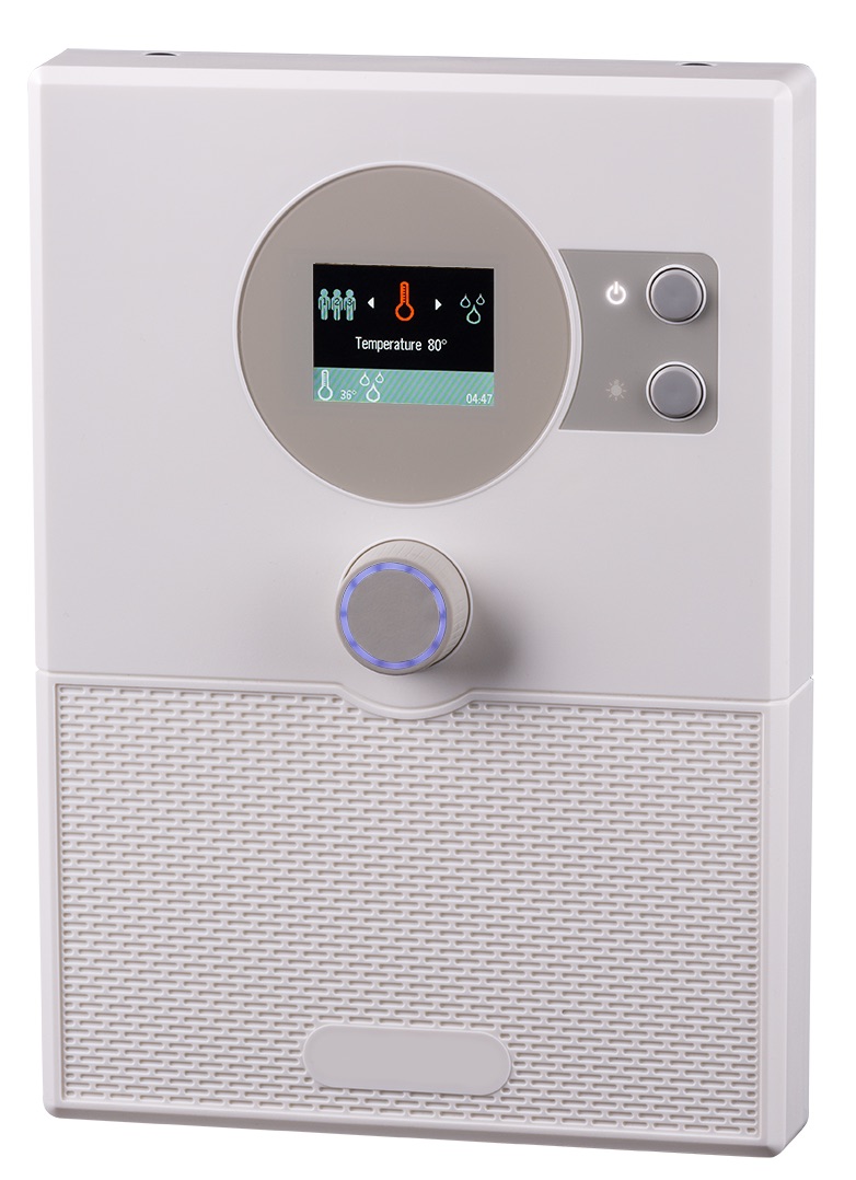 Sentiotec home.com4 Saunasteuerung mit Bluetooth für alle Saunaöfen Weiß