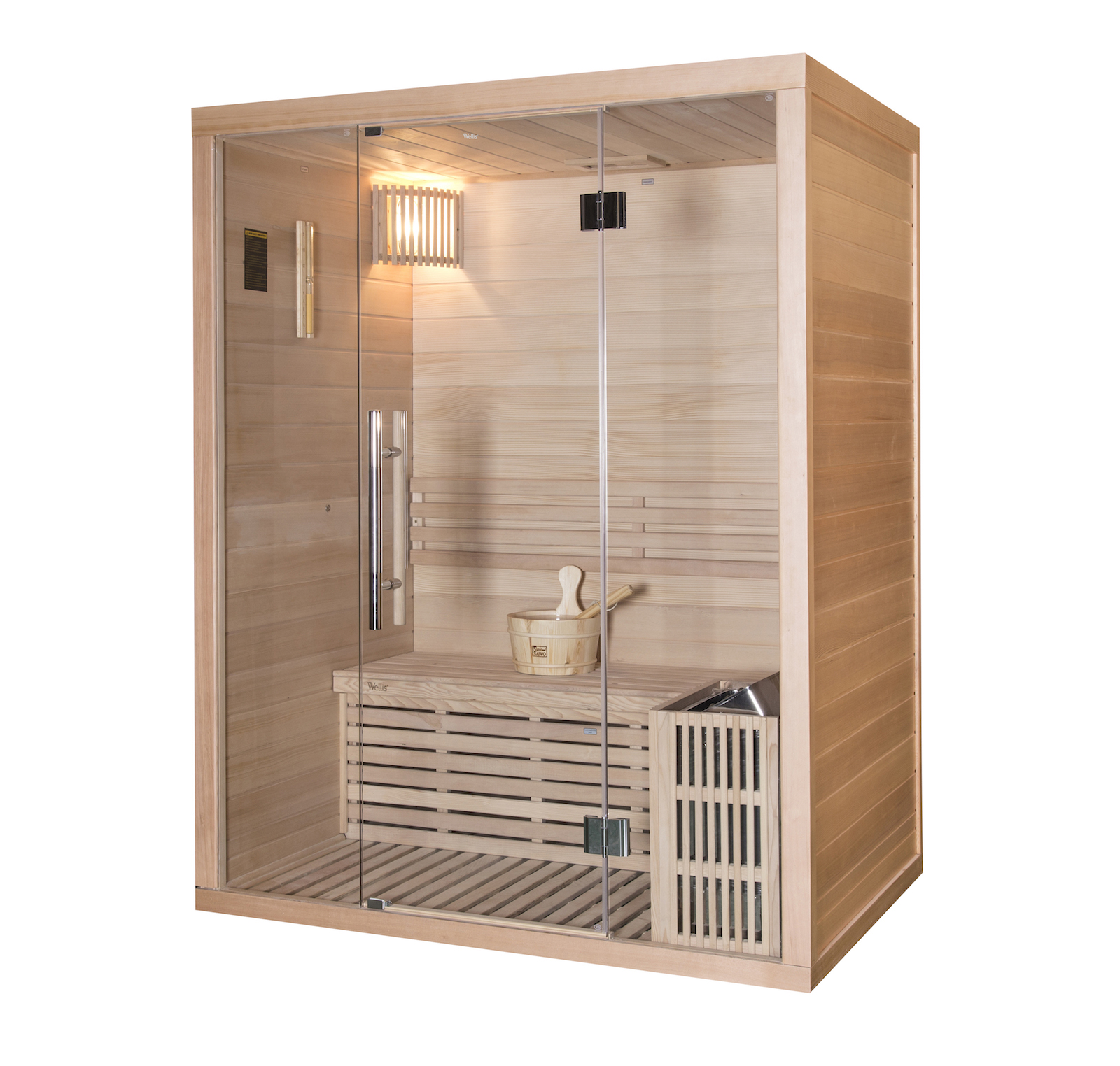 Wellis Igneus Hemlock finnische Sauna 150x105x190cm Komplett-Set inkl. Saunaofen