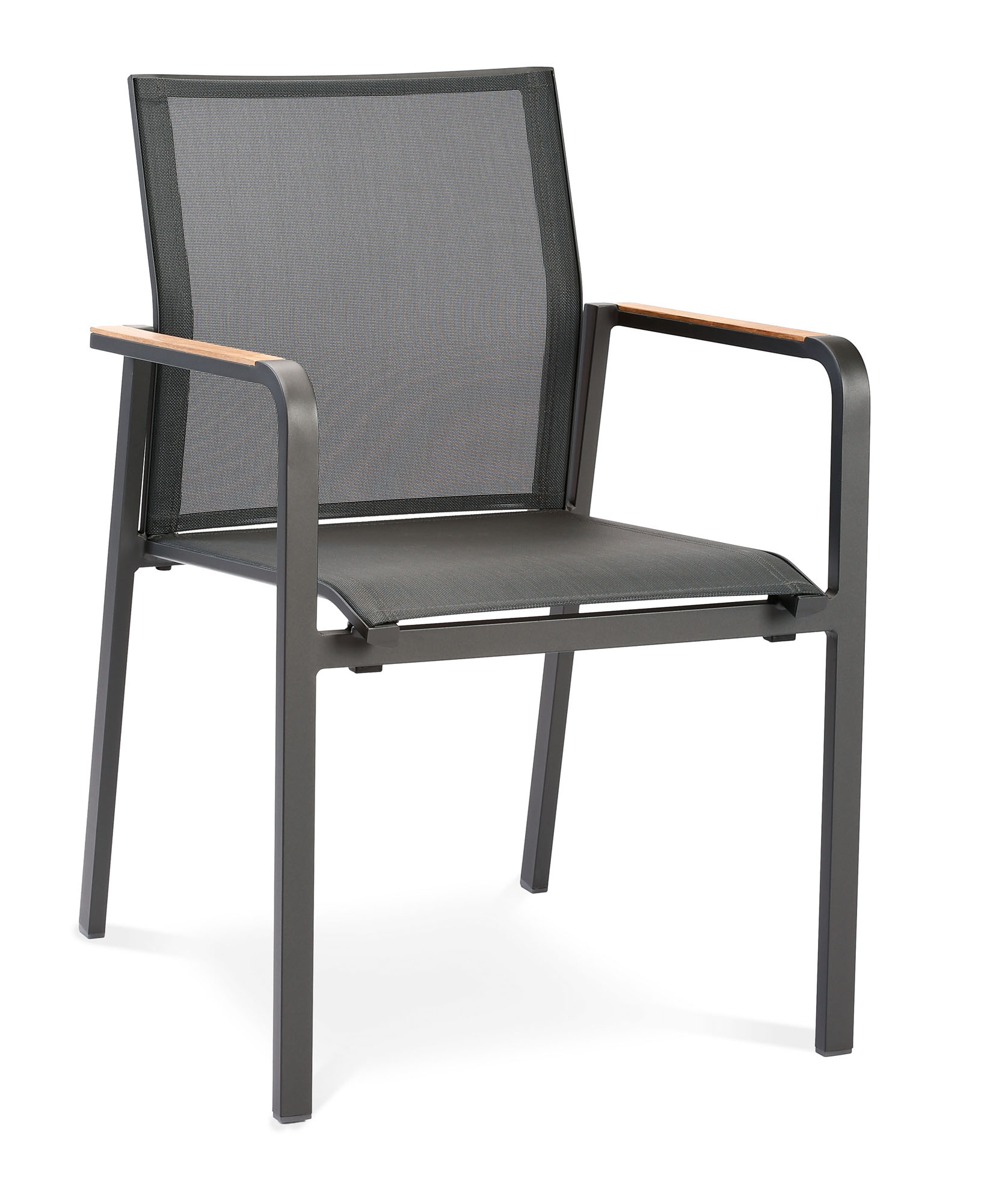 Best Freizeitmöbel Stapelsessel Paros anthrazit/Teak ca. 56 x 64 x 85 cm