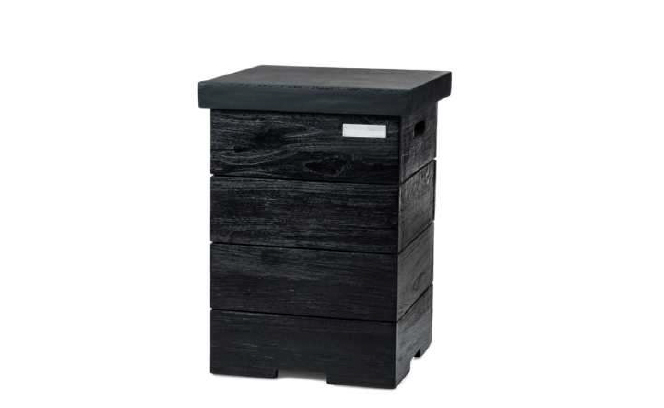Happy Cocooning Mania Enclosure Beistelltisch für Gasflaschen Teak Black/schwarz 41x41x62 cm Feuertisch