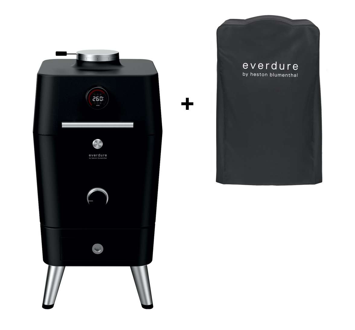 Everdure 4K Kamado Kohle- und elektrischer Outdoor Ofen Schwarz inkl. Premium Abdeckhaube