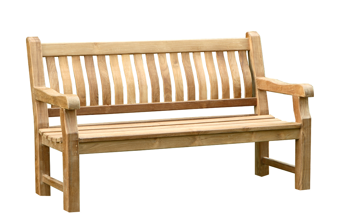 deVries Parkbank aus Teakholz (Premium), Größe 165 x 60 x 101 cm