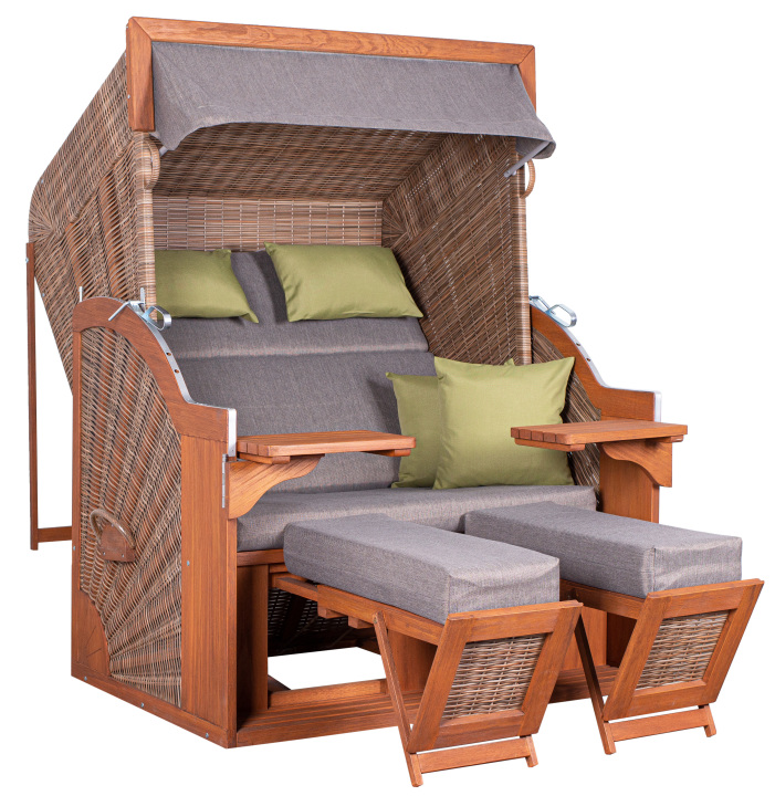 deVries Strandkorb "deVries PURE® COMFORT XL" PE griseum Des. 490, Größe 135 x 92 x 165 cm