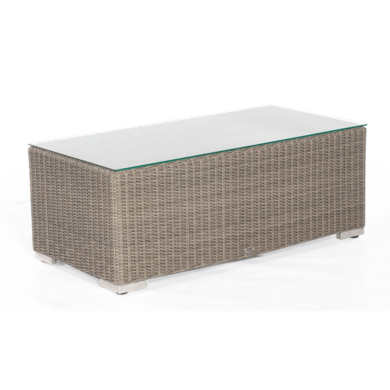 Sonnenpartner Lounge-Tisch Residence 120x60 cm Aluminium mit Polyrattan stone-grey mit Glas Loungetisch