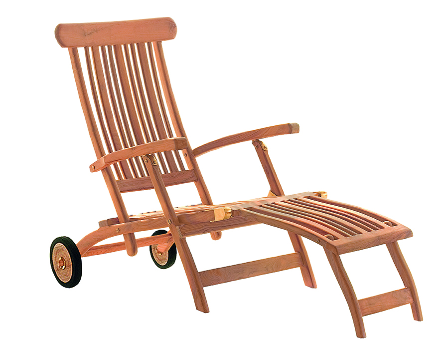 deVries Deckchair "FLORES" aus Teakholz (Premium) mehrfach verstellbar, mit Rädern Größe 61 x 155 x 98 cm