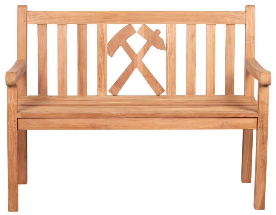 deVries Gartenbank "WOODIE" Glück auf aus Teakholz (Basic), Größe 120 x 60 x 89 cm