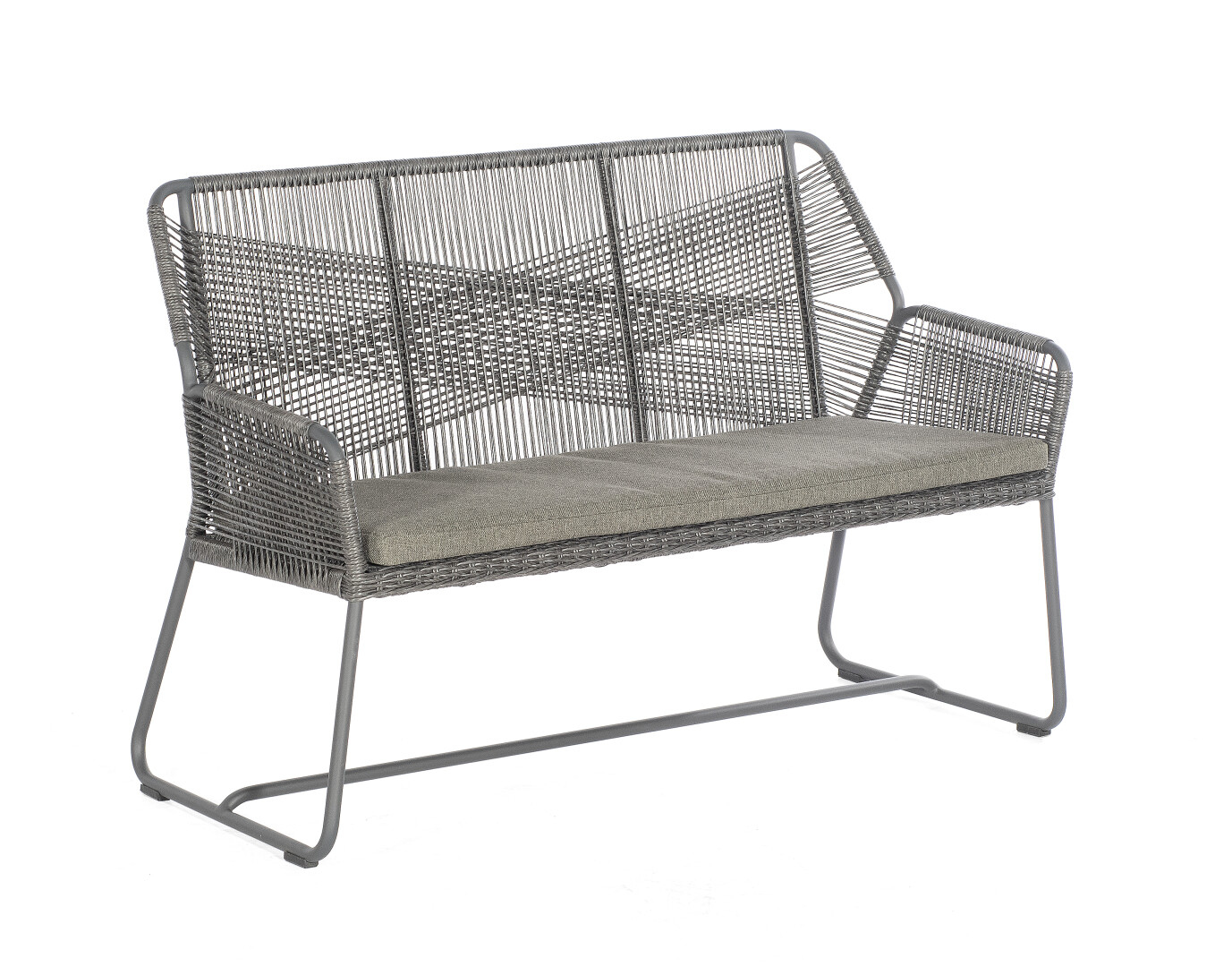 Sonnenpartner Bank 2-Sitzer Observer Alu/PE-Kunstoffgeflecht light-coal, inkl. Sitzkissen Copacabana 163
