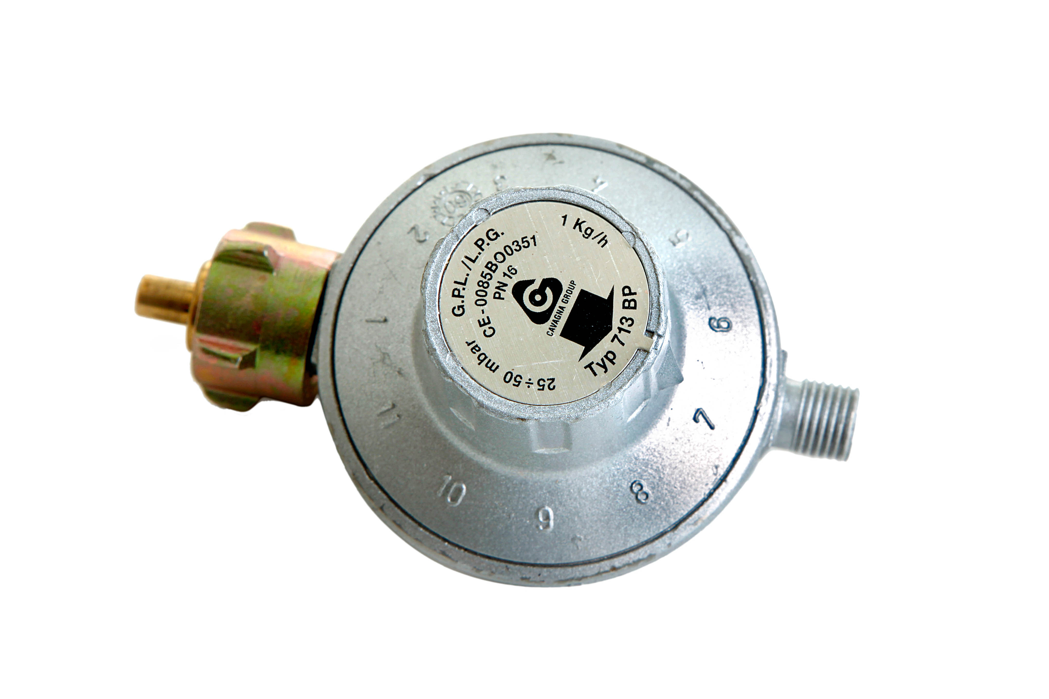 Paella World 11-Stufen-Gasdruckminderer 30-50 mbar ohne Sicherheitsventil 1/4'' Linksgewinde