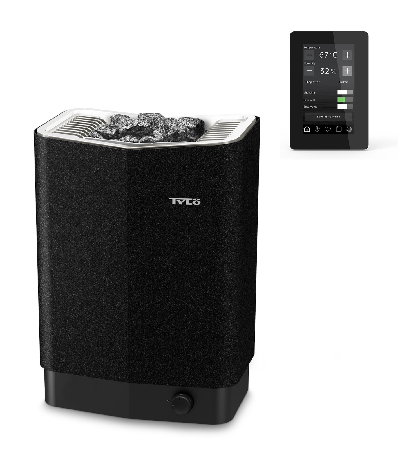 Tylö Sense Elite 10 Saunaofen 10,5 kW finnischer Saunaofen mit WLAN-Steuerung Saunasteine