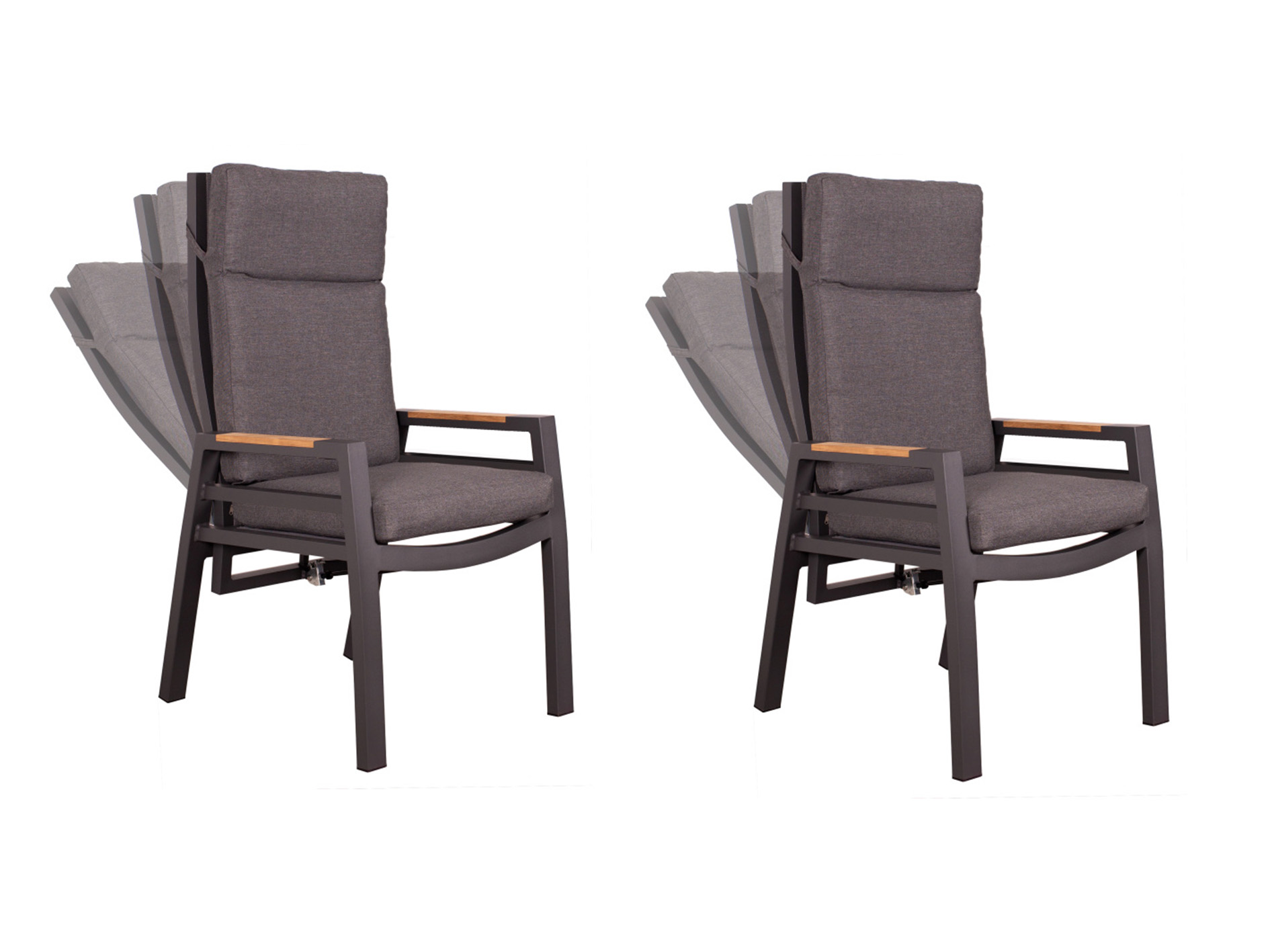 deVries 2x Dining/Relax-Sessel "MONTANA" 2 Stück, inkl. extra dicken ca. 8cm Sitz- und Rückenpolster uni anthrazit