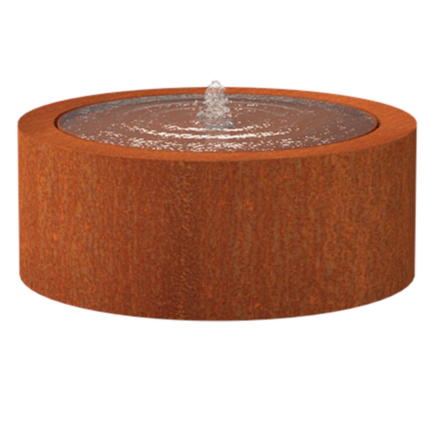 Adezz Wassertisch rund Corten-Stahl Rost braun/orange Wasserspiel mit Pumpe & LED verschiedene Größen