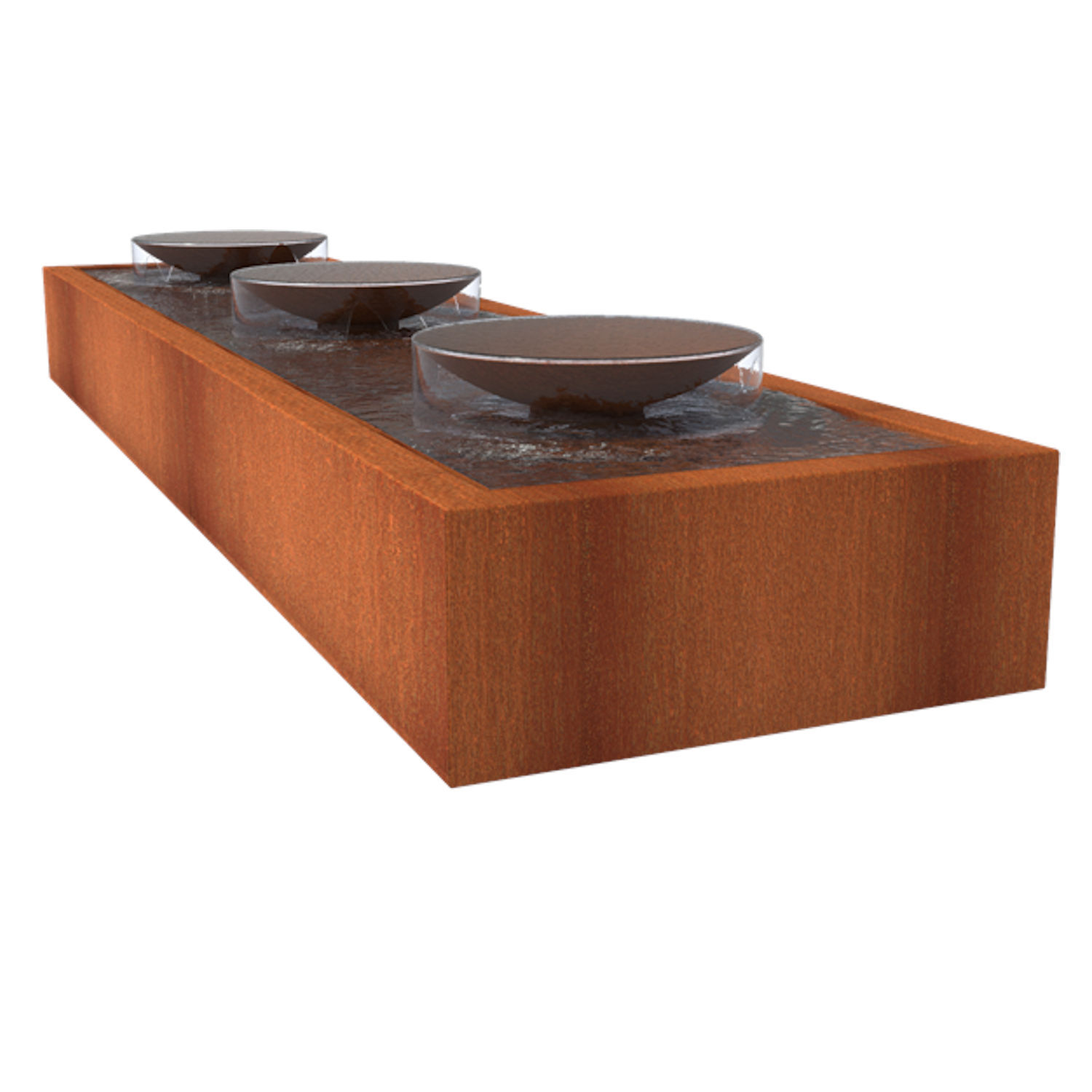 Adezz Wassertisch mit Schalen Corten-Stahl Rost braun/orange Wasserspiel Pumpe LED verschied. Größen