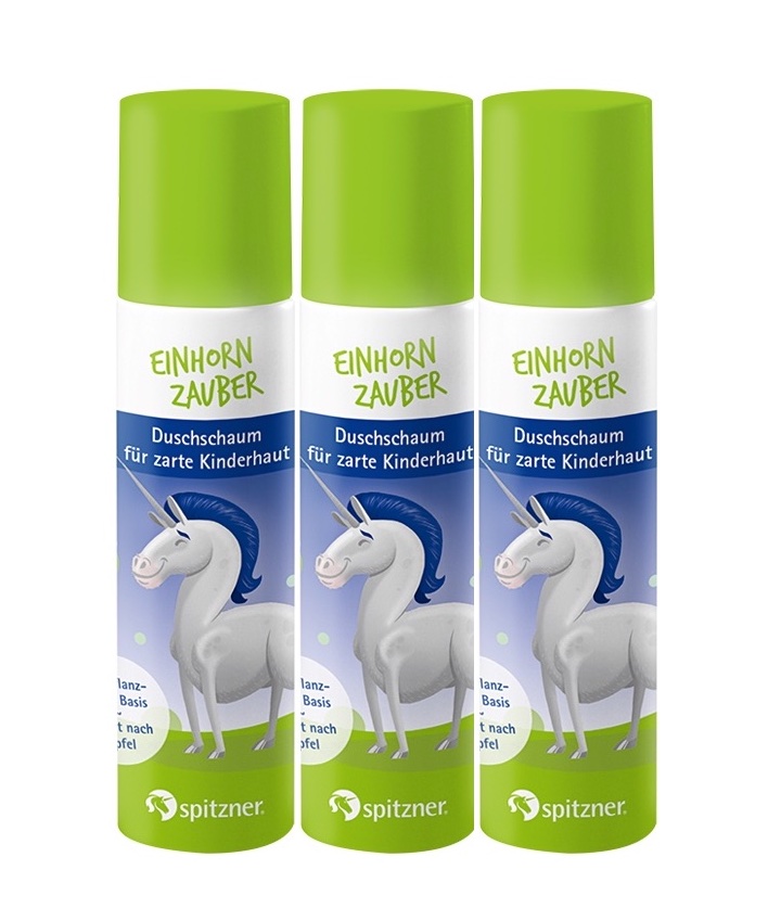 Spitzner Duschschaum Kinder Einhornzauber 3x 75 ml verzaubernd grüne Schaumdusche mit Apfelduft