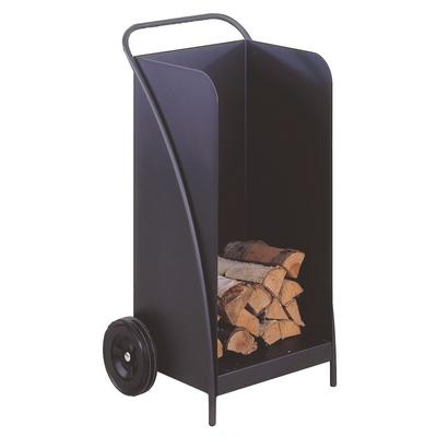 Heibi Holzwagen aus pulverbeschichtetem Stahl schwarz glimmer 52x43x95 cm Kaminholzwagen